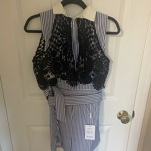 self portrait black lace cape blue mini dress